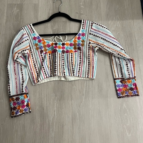 White colorful lehenga - three pieces - formal Indian wedding - Picture 5 of 8